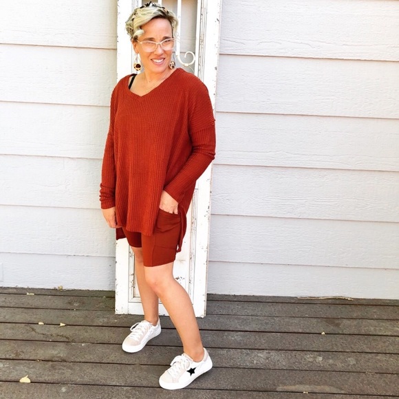 SALE! NEW! Rust Brick Red Spandex Bike Shorts - Picture 8 of 13